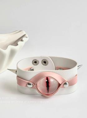 新款diy恶魔之眼粉瞳手环手工电镀铆钉甜美手链小众设计潮流手式