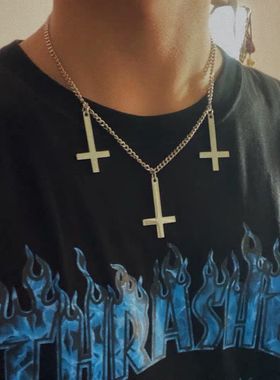 恶魔十字哥特钛钢项链不褪色