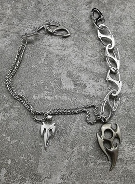 ins小众火焰多层嘻哈项链男女款夸张土酷朋克锁骨链