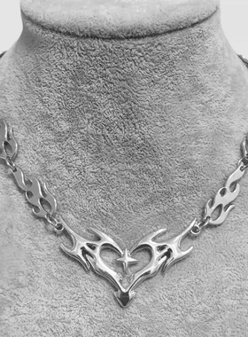 火焰钛钢街头嘻哈项链小众设计潮男女高级感美式项链