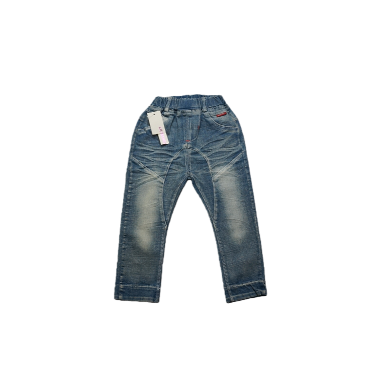 复古水洗高腰宽松直筒儿童牛仔裤