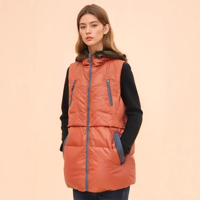 时尚中长款棉马甲外贸原单拉链