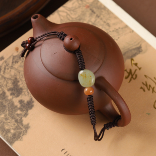 高档原创手工编织和田玉石功夫茶壶绳子紫砂壶盖茶壶系茶杯绑壶绳
