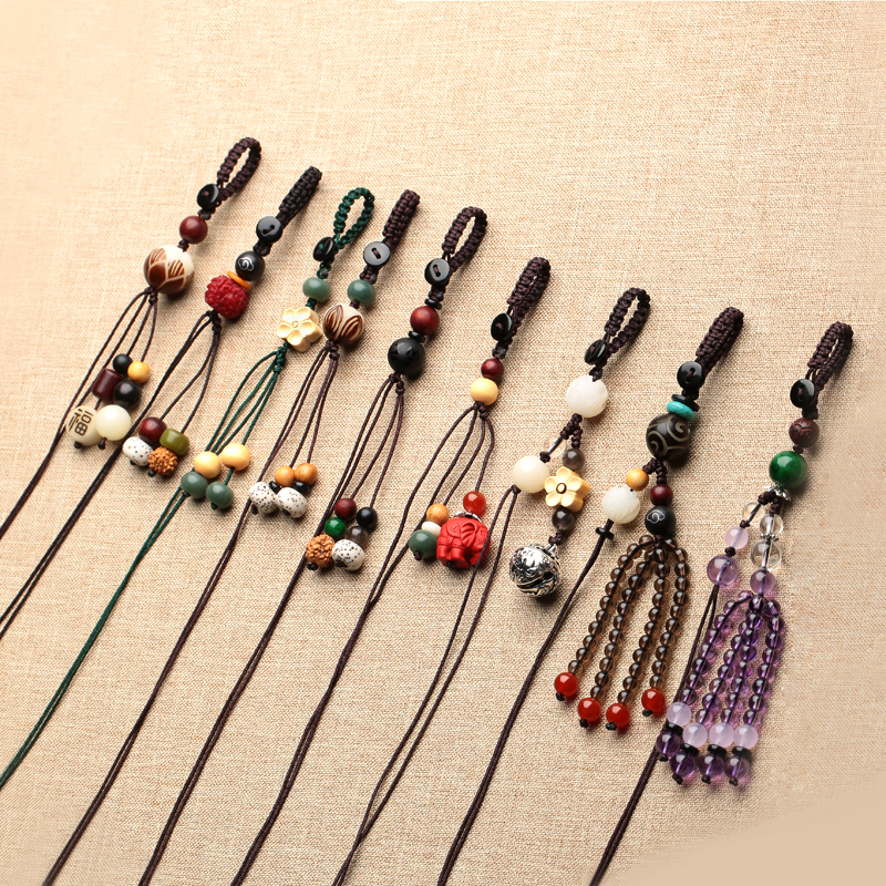 手工编织汽车钥匙扣挂绳流苏包挂文玩钥匙链挂件绳子菩提玉吊坠绳