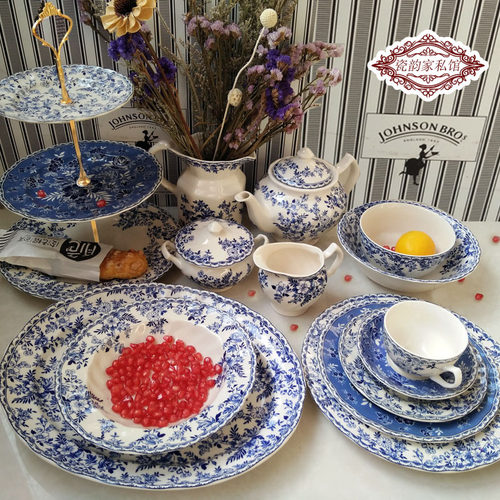 外贸出口英国原单青花陶瓷餐具
