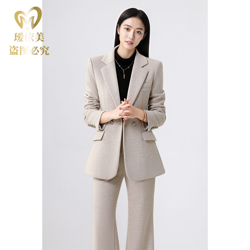 2025秋冬新款羊毛高级感女商务通勤职业装修身收腰西装套装加厚