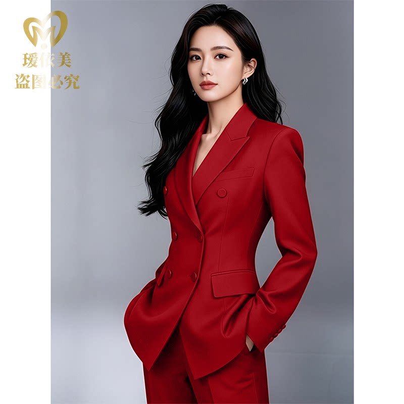 高端西装女秋冬通勤职业装显瘦时尚正肩西服显瘦气质休闲修身咖色