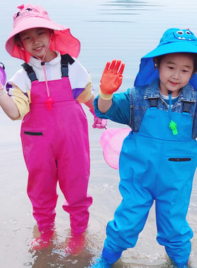 儿童连体下水裤幼儿园全身防水衣服赶海装备沙滩玩水捞鱼宝宝涉水
