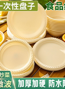 一次性装菜盘子餐盘大号加厚食品级家用加厚耐高温可降解餐具露营