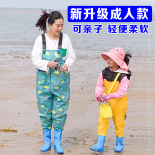 超轻便儿童高端半身连体涉水透气女海边赶海防水服神器 成人下水裤