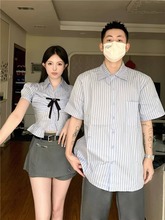 女两件套法式 情侣装 夏季 短袖 衬衫 一衣一裙ins潮牌 小众设计感韩版