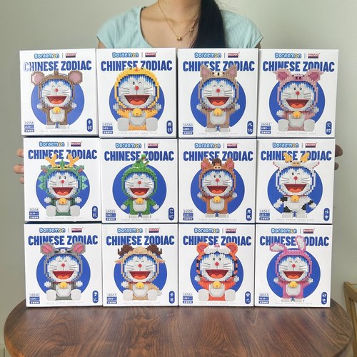 BALODY贝乐迪哆啦A梦12生肖星座积木儿童拼装图玩具生日礼物摆件