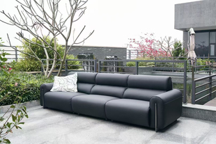 沙发客厅沙发轻奢高级感意式极简沙发直拍黑色皮沙发一字排大气