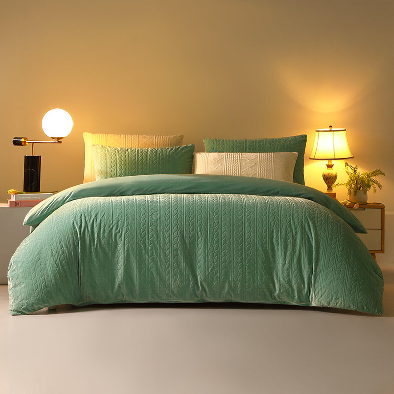 【断码清】富安娜牛奶绒床上四件套珊瑚绒法兰绒被套床单加厚保暖