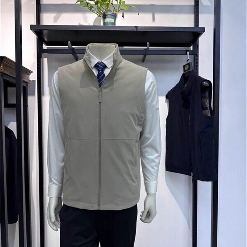 鸭绒25年冬季新品商务休闲立领拉链四面弹男士羽绒马甲外套铭盛缘