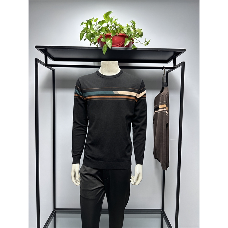 2025年春季新品圆领套头羊毛混纺薄款打底衫商务男士羊毛衫