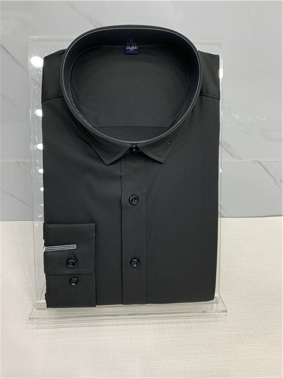 黑色 白色 品牌专柜款春季新品商务时尚棉净面长袖衬衫男铭盛缘