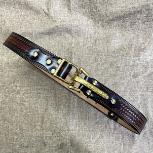 新款 骑兵扣皮带手工腰带美鞍植鞣头层牛皮真皮复古风男士皮带