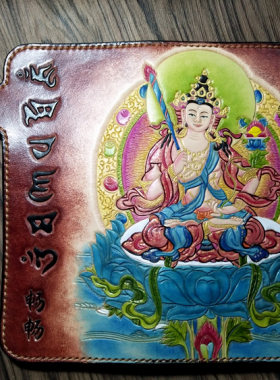 纯手工雕刻皮雕唐卡虚空藏菩萨