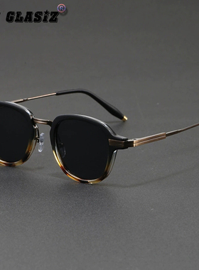 小众玳瑁金属方框平光镜太阳镜