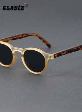 新款韩系小圆框复古板材太阳眼镜