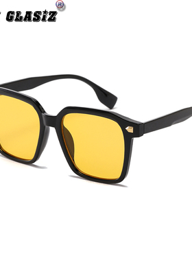 韩版复古大框方形简约黑色墨镜