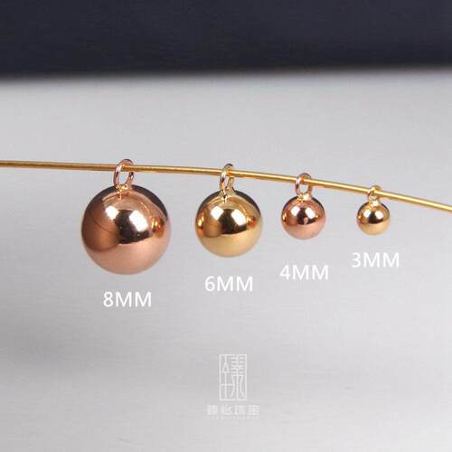 【臻怡】18k金无孔光球耳坠金珠