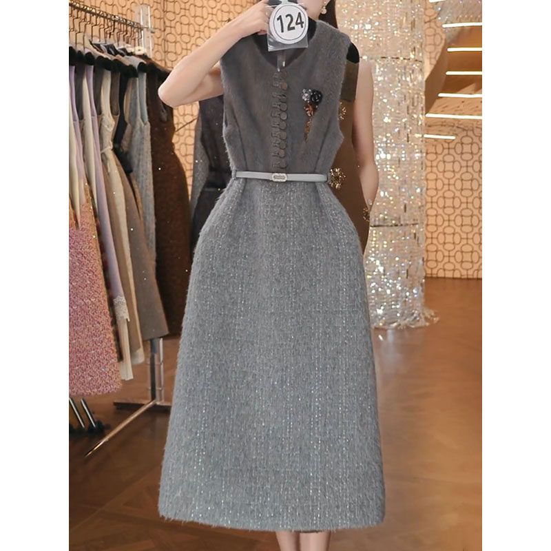 高档气质名媛纯色加厚背心裙2026春冬新款轻奢洋气收腰显瘦A字裙,女装/女士精品,连衣裙,淘宝优惠券,粉丝福利购,淘宝优惠卷