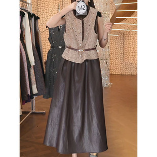 法式气质名媛假两件马甲裙女2026春冬新款轻奢洋气减龄显瘦背心裙