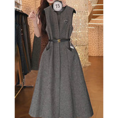 高级感轻奢洋气贵夫人背心裙2025冬季 新款 气质减龄收腰显瘦A字裙