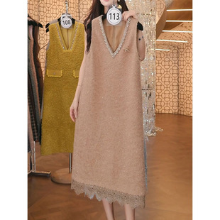 轻奢洋气设计感亮闪闪背心裙2025冬季新款时尚减龄宽松显瘦A字裙