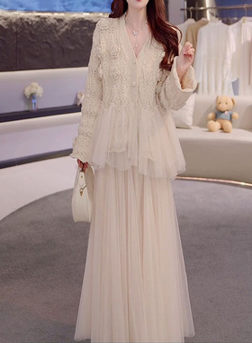 法式超仙减龄一整套装裙2025秋冬新品气质名媛百搭保暖毛衣半身裙