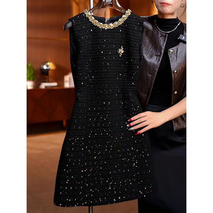 显瘦A字裙 超好看减龄修身 高级感气质名媛亮片背心裙2025秋季 新品