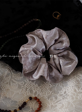 野栀原创国风新中式暗纹提花素雅高级感大肠发圈发饰头饰