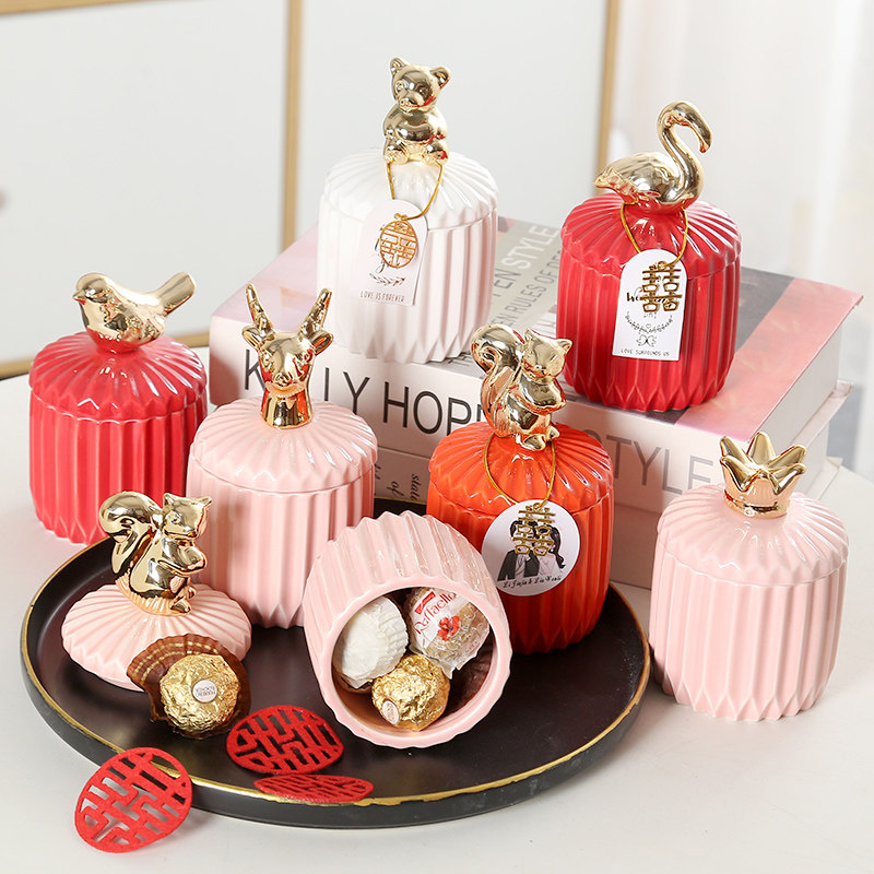 喜糖盒2025新款空盒高级感陶瓷喜糖罐婚礼伴手礼结婚满月创意定制