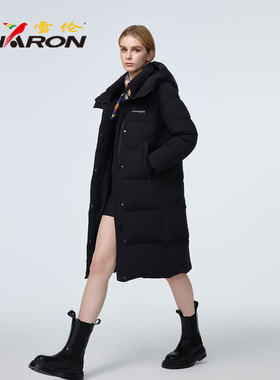 雪伦羽绒服女长款2025新款冬季户外都市绒域连帽高蓬松鹅绒