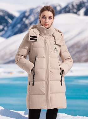 雪伦女士中长款冬季羽绒服鹅绒保暖外套外套