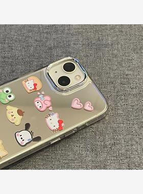 卡通头像苹果15手机壳iPhone14新款13镜面11promax可爱78plus女款女生