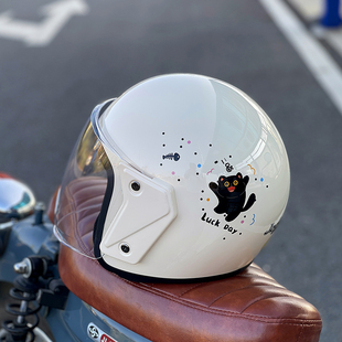 秋冬电动车头盔3c认证卡通猫咪女款可爱摩托车安全帽国标保暖四季