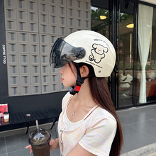 夏天防晒3c认证电动车头盔女款摩托车半盔安全帽可爱卡通透气新款