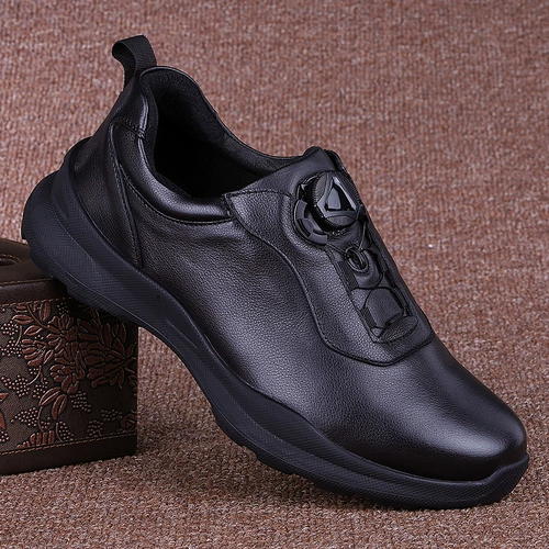 Износостойкая кожаная спортивная обувь для отдыха, мужские нескользящие туфли для кожаной обуви, тренд сезона, из натуральной кожи, воловья кожа