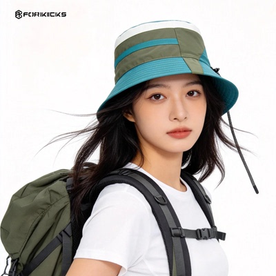 2026日系拼色春夏户外登山速干遮阳机能风拼色抽绳渔夫帽【FK80】