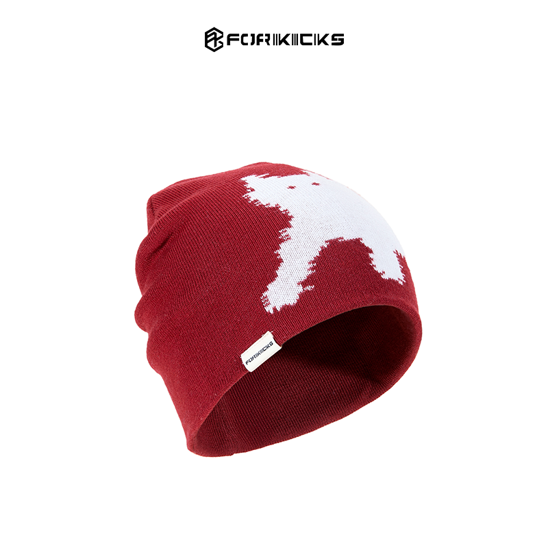 25新款博主强推圣诞秋冬户外防风像素猫咪刺绣针织帽羊毛冷帽男女