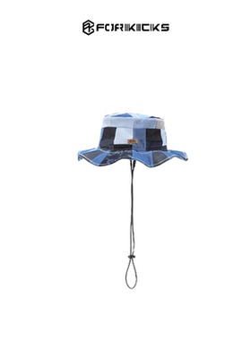 艺人同款户外蓝色拼块太阳帽高级感针织渔夫帽子百搭显脸小遮阳