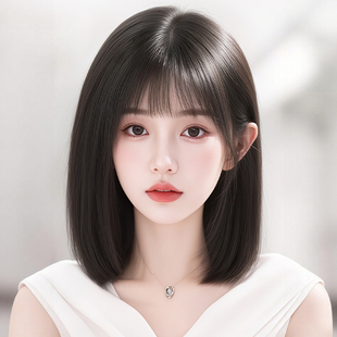 短发假发全头套女自然中长款锁骨发仿真时尚波波头日常整顶假发套
