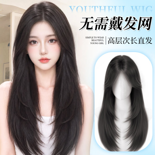 免发网高层次长直发假发套