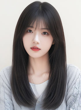 假发女中长发夏天薄款减龄锁骨发自然全头套仿真发整顶黑色假发套