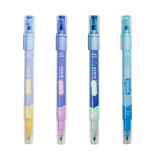 三年二班叠色闪光荧光笔荧光标记笔学生用彩色划重点记号笔做笔记专用银光笔高颜值手账手帐笔多色莹光萤光笔