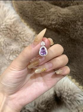 S925银天然紫水晶海蓝宝葫芦迷你吊坠项链精致富家千金气质首饰