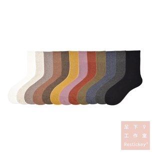款 足下工作室 糖果13色bi入百搭纯色堆堆中筒袜常规厚度四季